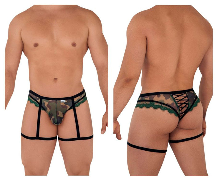 clever moda CandyMan 99580X Garter Camo Thongs Color Green