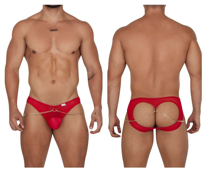 clever moda CandyMan 99672X Chain Jock Briefs Color Red