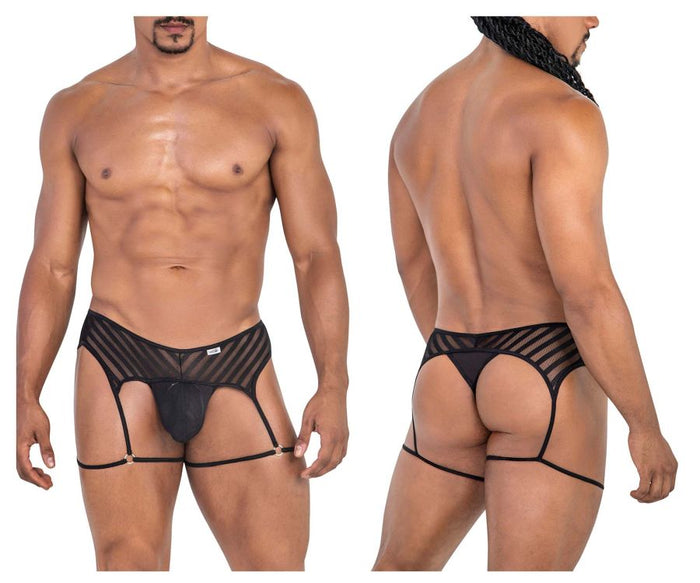 clever moda CandyMan 99792 Mesh Garter Thongs Color Black