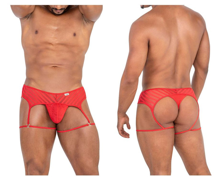clever moda CandyMan 99792 Mesh Garter Thongs Color Red