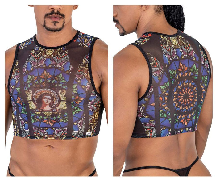 clever moda CandyMan 99805 Stained Glass Tank Top Color Black-Print