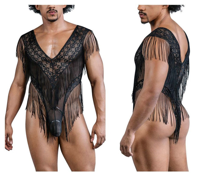 clever moda CandyMan 99865 Lace-Mesh Bodysuit Color Black