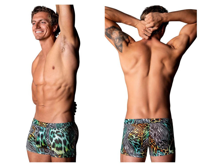 clever moda Male Power 143-295 Go Wild Uplift Mini Short Color Multi Animal