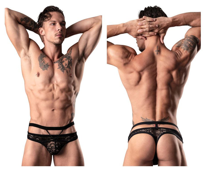 clever moda Male Power 446-289 Lucifer Cut Out Strappy Thong Color Black