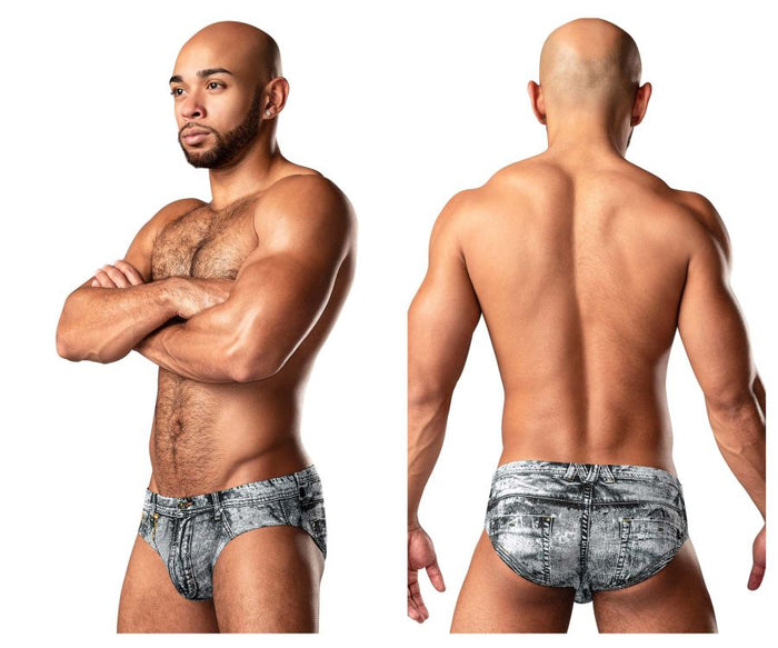 clever moda Male Power 486-286 Dirty Denim Bikini Color Denim Print
