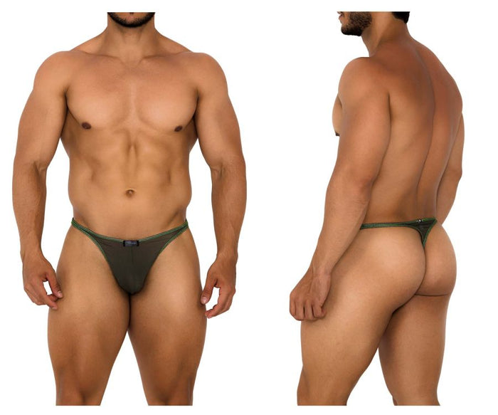 clever moda Xtremen 91189 Tulle Mesh Thongs Color Green
