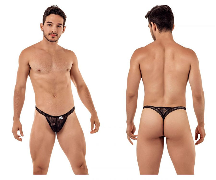 clever moda CandyMan 99420 Double Lace Thongs Color Black