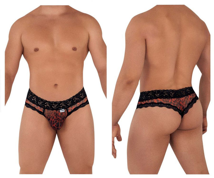 clever moda CandyMan 99596 Mesh-Lace Thongs Color Leopard Print