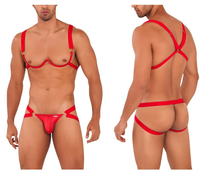 clever moda CandyMan 99731 Harness-Bra Two Piece Set Color Red