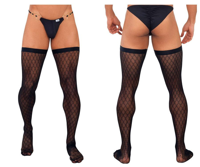 clever moda CandyMan 99735 Mesh Thigh Highs Color Black