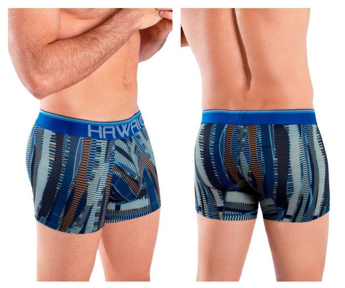 clever moda HAWAI 42121 Printed Athletic Trunks Color Royal Blue