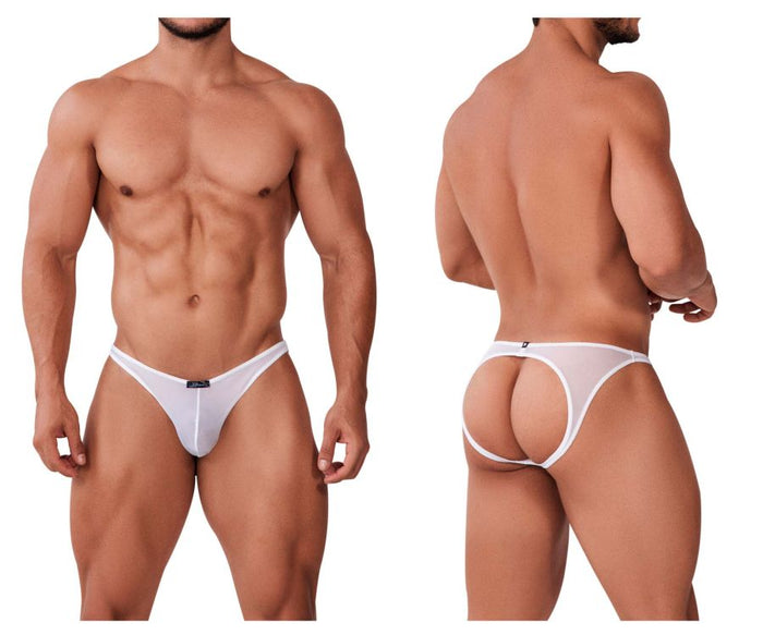 clever moda Xtremen 91153 Tulle mesh Jockstrap Color White